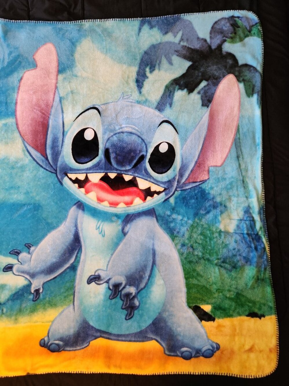 Lilo & Stitch "Palm Smiles" Cloud Sherpa Throw Blanket, Size 50" x 60" - Picture 3 of 7